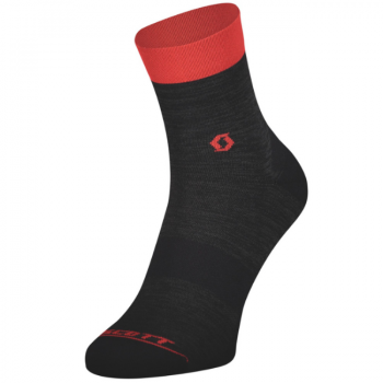 SCOTT - Socks Trail Quarter - Dark Grey/Fiery Red